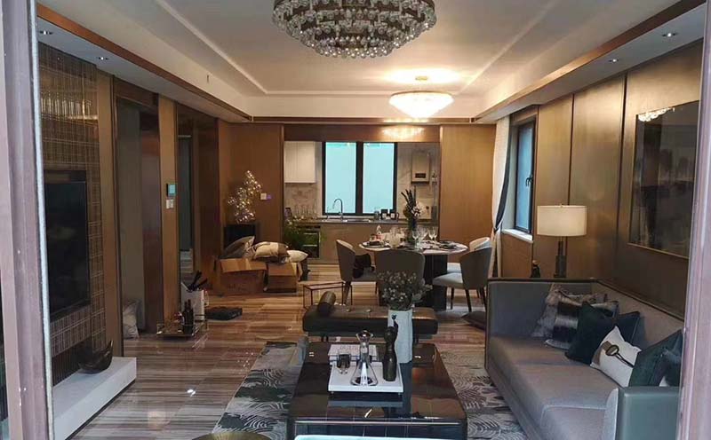 Decoration effect of hotel suite, living room and dining room